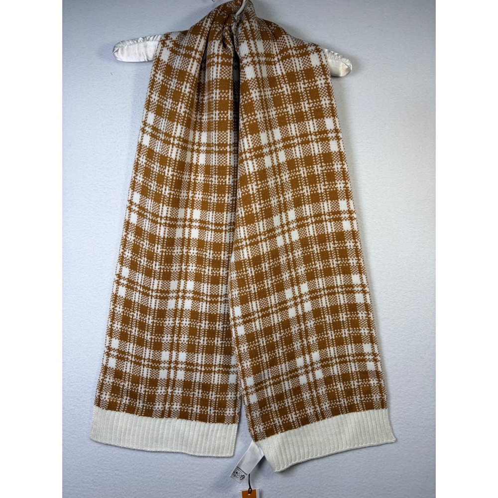 Timberland Plaid Scarf Womens OS Orange NEW Knit Winter Acrylic Accessory